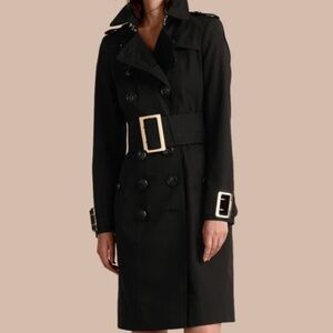 Burberry Limited Edition Gold Accents Black Trench Coat